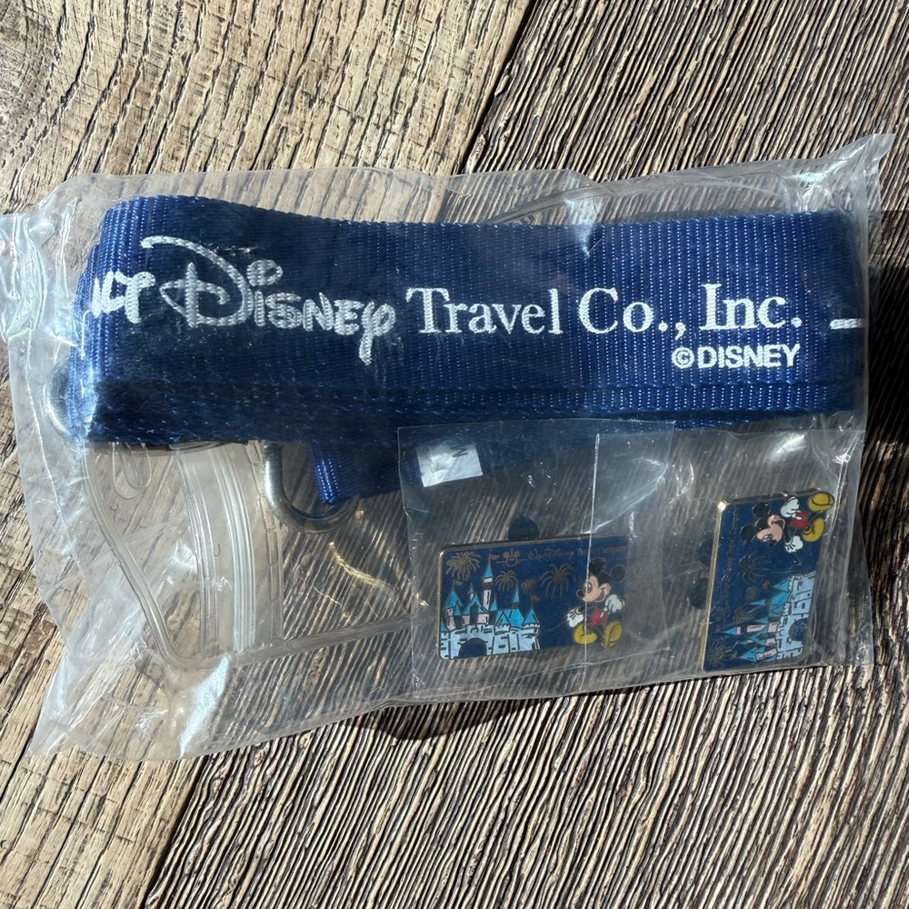 Disney Blue Lanyard with Mickey Mouse Pins